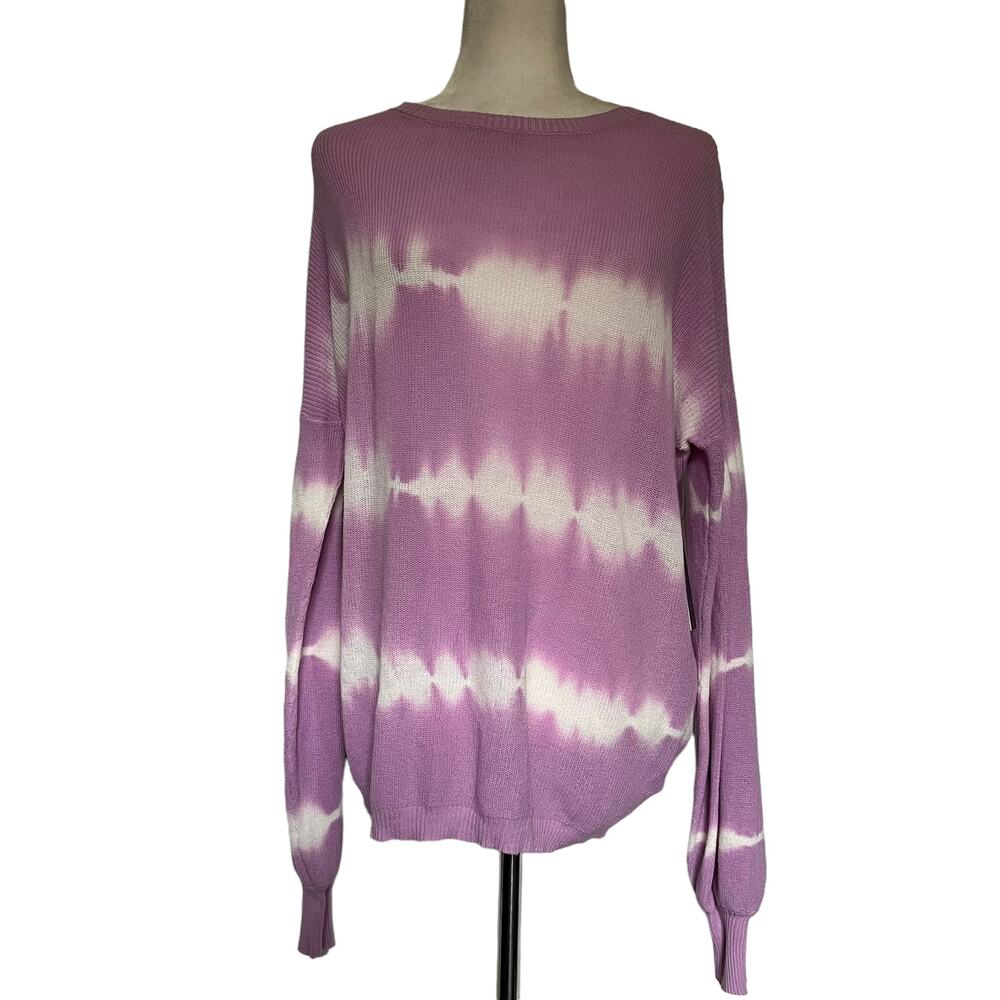 FATE Tie Dye Wrap Back Womens Sweater Sz M Purple Hippie Cotton Balloon New